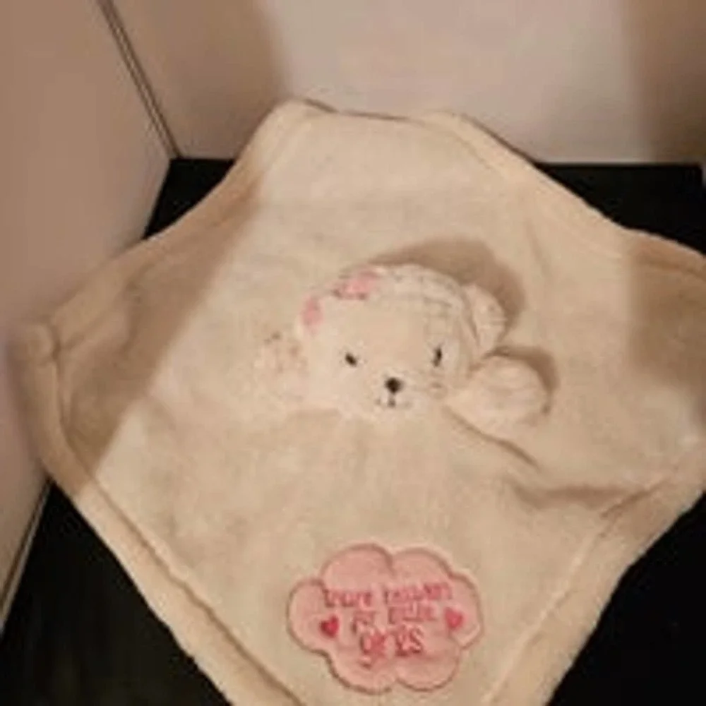 Baby Gear Lovey White Bear Pink Bow Girls Fleece Baby Security Blanket  Plush B